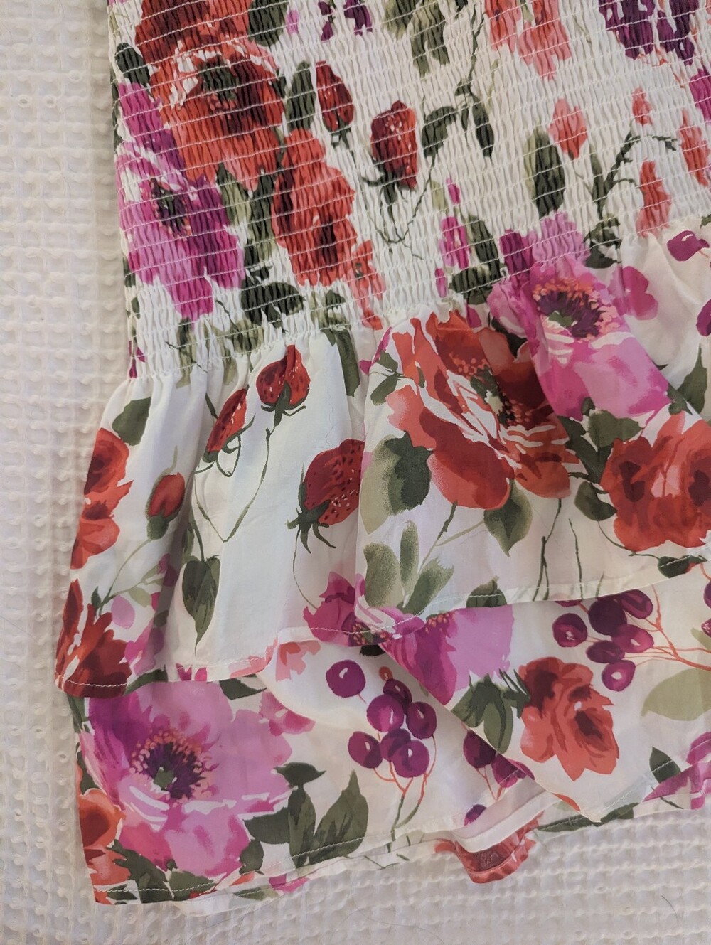 NWT Abercrombie & Fitch Floral Ruffle Skirt and Top - White with Pink & Red - Picture 7 of 9